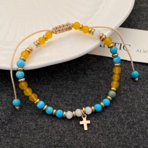 Natural semi-precious stone bracelet with gold beads and spacers ~ 3867