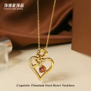 Golden Red Stone N0451G Necklace