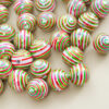 Wholesale 10pcs Round Beads 16mm Christmas Series Acrylic Candy Thread Printing DIY Beads