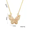 Wholesale PVD Coated Real Gold Plated Butterfly Stainless Steel Retro Waterproof Non Tarnish Necklace