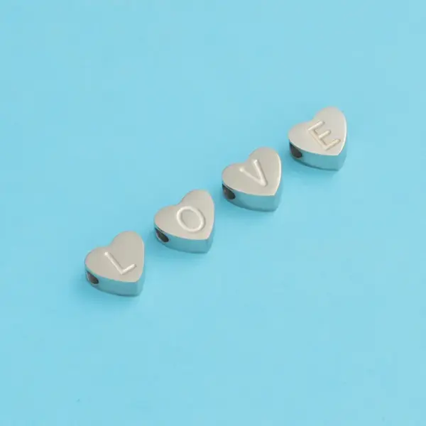 304 Stainless Steel Letter Heart Shape PVD Coated Simple Style Waterproof Non Tarnish Cable Chain Pendant Necklace