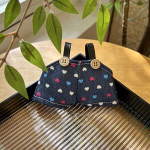 Denim belt overalls-dark blue love heart