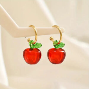 Wholesale Cross Border Hot Red Apple Resin Earrings Cute Sweet Fashion Small Elegant Earrings