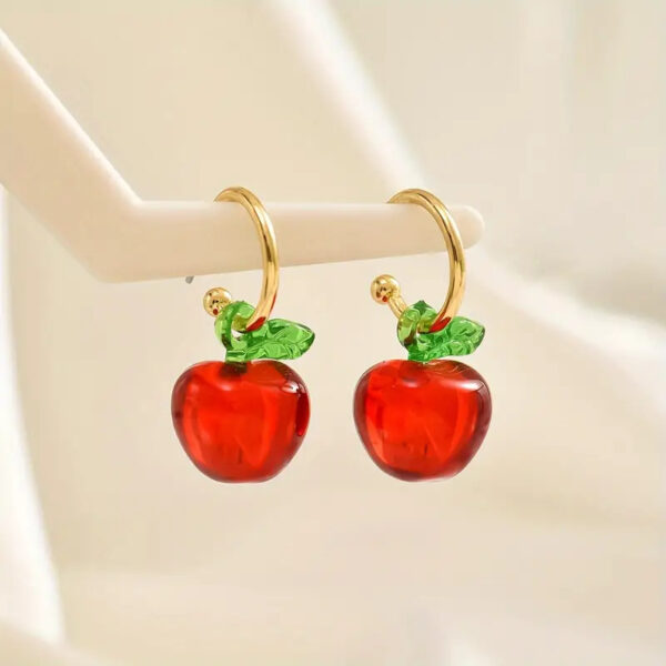 Wholesale Cross Border Hot Red Apple Resin Earrings Cute Sweet Fashion Small Elegant Earrings