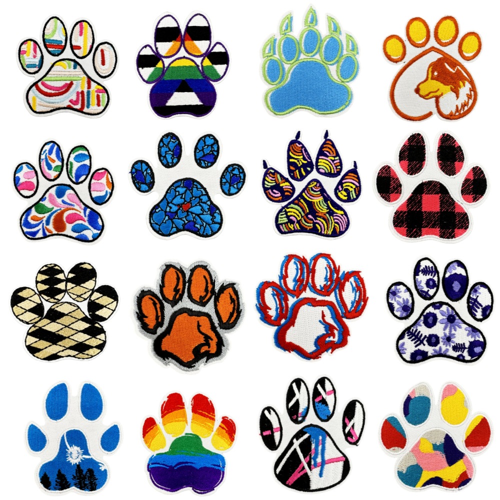 Wholesale Cute colorful bear paw fabric patch embroidery