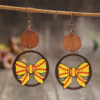 Wholesale Creative Cut Out Ring Splicing Bow Printed Earrings