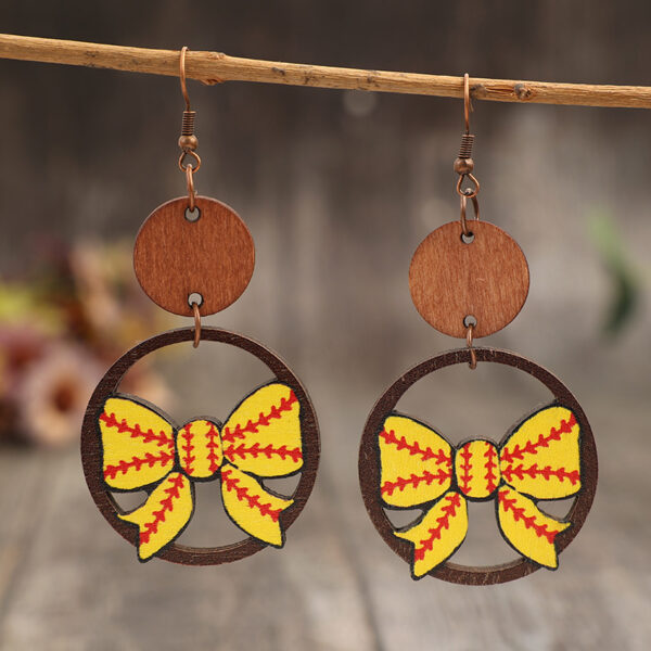 Wholesale Creative Cut Out Ring Splicing Bow Printed Earrings