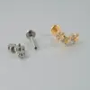 1 Piece Lip Rings Hip-Hop Arc Flower G23 Titanium Alloy Zircon Inlay Zircon 18K Gold Plated Lip Rings Ear Cartilage Rings & Studs