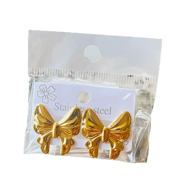 Luxurious Irregular Stainless Steel Earrings Hammered Pattern Non-Fading Fashionable Studs Geometric Design Women's Jewelry