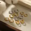 Wholesale PVD Coated Real Gold Plated Twist 304 Stainless Steel Casual Simple Style Waterproof Non Tarnish Hoop Earrings