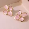 1 Piece Lady Romantic Flower Titanium Steel Earrings Ear Studs