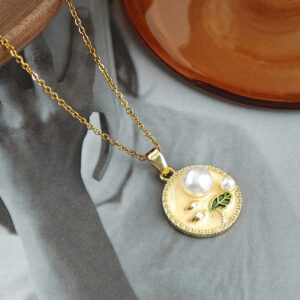 Round pearl necklace-yellow