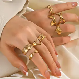 Wholesale PVD Coated 18K Gold Plated Heart Shape Butterfly 304 Stainless Steel IG Style Waterproof Non Tarnish Open Rings