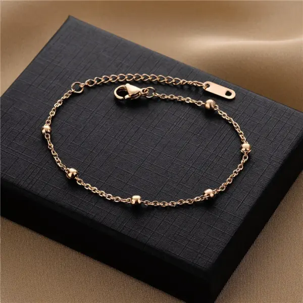 Wholesale Simple Style Round Titanium Steel Chain Bracelets 1 Piece