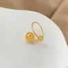 PVD Coated Real Gold Plated Ball 304 Stainless Steel Simple Style Waterproof Non Tarnish Open Rings