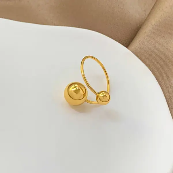 PVD Coated Real Gold Plated Ball 304 Stainless Steel Simple Style Waterproof Non Tarnish Open Rings
