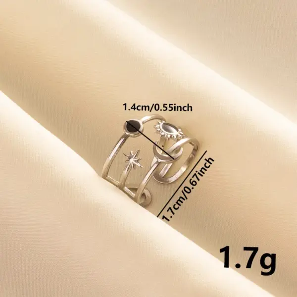 Ion Plating (IP) Real Gold Plated 18K Gold Geometric Sun Moon 304 Stainless Steel French Style Modern Style Waterproof Non Tarnish Open Rings