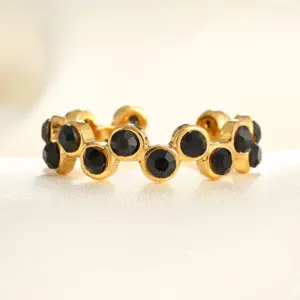 18K Real Gold Black Diamond Irregular / Adjustable Opening