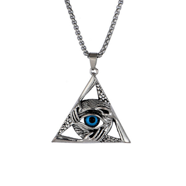 Wholesale Trendy Collaboration Popular Devil's Eye Pendant Retro Unisex Triangular Personality Hip-Hop Sweater Chain