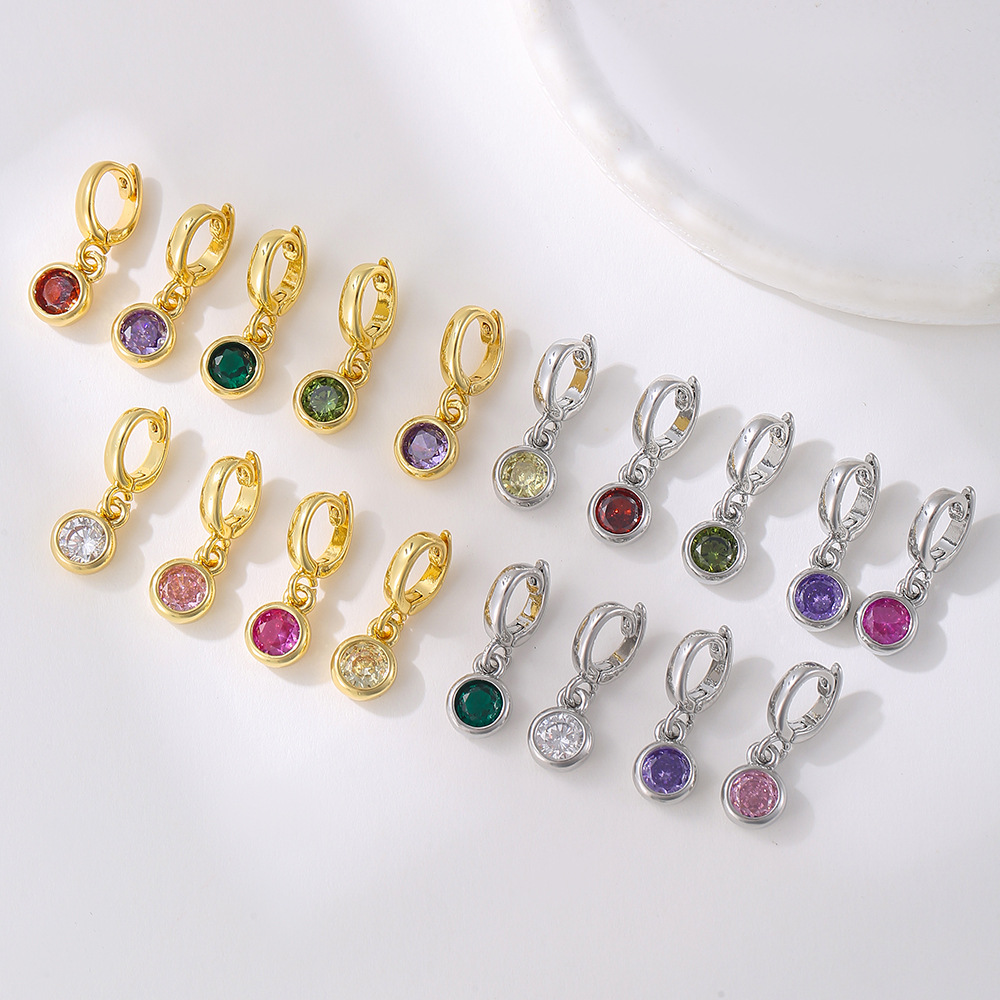Wholesale Colorful round zircon pendant universal buckle DIY necklace bracelet pendant 18k gold plated pendant jewelry aessories