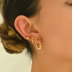 Wholesale 201 Stainless Steel Geometric Ion Plating (IP) 18K Gold Plated Simple Style Classic Style Cool Style Waterproof Non Tarnish Ear Studs