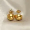 Wholesale 1 Pair Simple Style Round 201 Stainless Steel Gold Plated Ear Studs