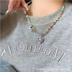 Colorful stone love necklace