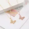 Wholesale Fashion Butterfly Titanium Steel Plating Zircon Pendant Necklace