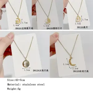 Wholesale Fashion Star Moon Titanium Steel Plating Pendant Necklace 1 Piece