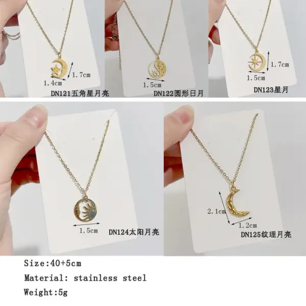 Wholesale Fashion Star Moon Titanium Steel Plating Pendant Necklace 1 Piece