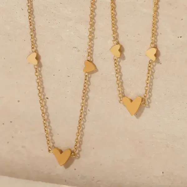 Real Gold Plated 304 Stainless Steel 316 Stainless Steel PVD Coated No Inlaid Heart Shape Waterproof Non Tarnish Modern Style Simple Style Bracelets Anklet Necklace For Women's