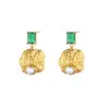 Wholesale Hot-Selling Green Zircon Earrings Plated With 18K Gold Stainless Steel Flower Bow Pendant Stud Earrings Jewelry Accessories For Women