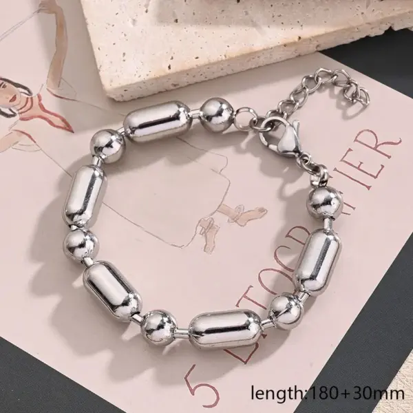 Wholesale Casual Modern Style Simple Style Round Solid Color 304 Stainless Steel Ball Chain Bracelets In Bulk
