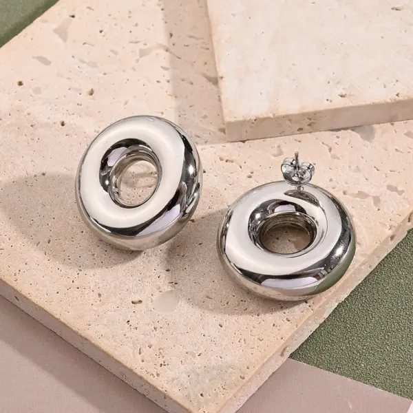 Wholesale Jewelry Casual Sweet Simple Style Round Stainless Steel 18K Gold Plated Polishing Plating Square Pearl Chain Earrings Necklace Jewelry Set