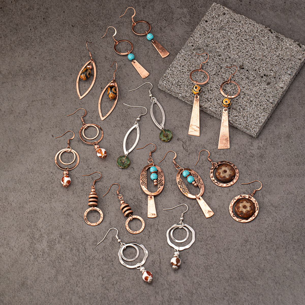 Wholesale Sply Retro Western Style Turquoise Decorative Earrings