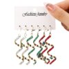 Wholesale Europe and the United States cross-border hot Christmas Joker personality spiral geometric earrings metal texture multi-color earrings suit