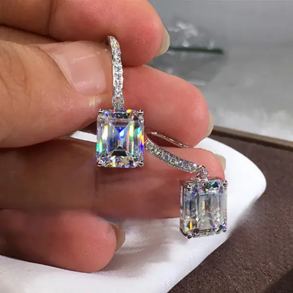 Wholesale Fashion Square Copper Inlay Zircon Drop Earrings 1 Pair
