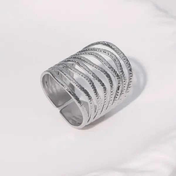 Wholesale PVD Coated Real Gold Plated 18K Gold Lines 304 Stainless Steel Vintage Style Exaggerated Modern Style Waterproof Non Tarnish Open Rings