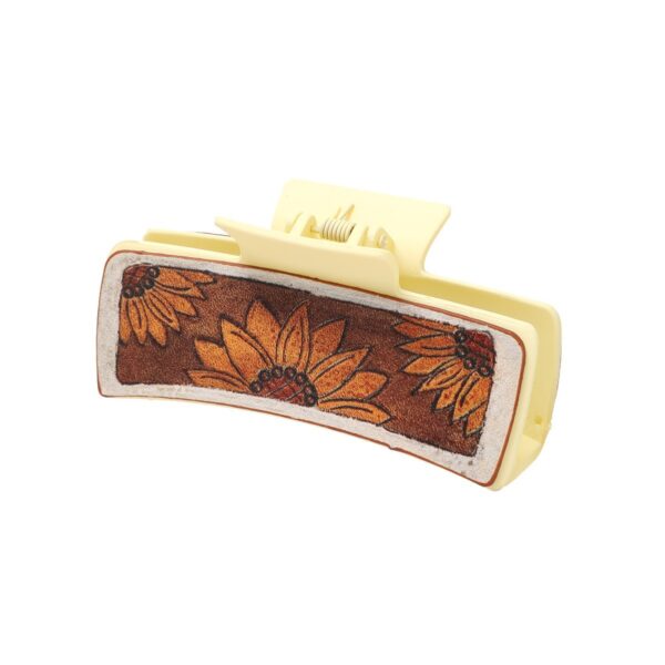 Wholesale Western Style Leather Hairpin Sunflower English Alphabet Clip