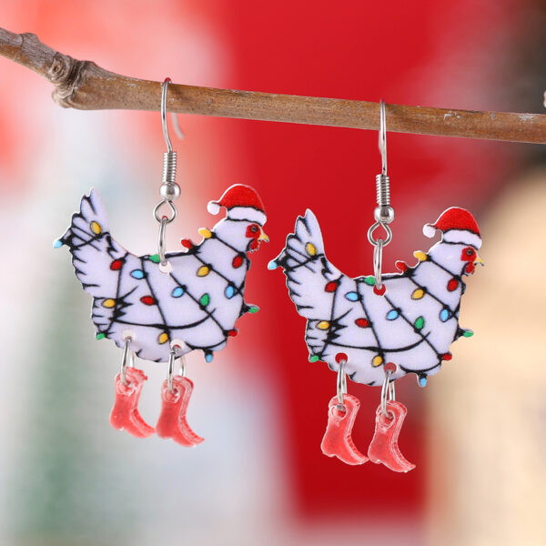 Wholesale Christmas Lights Hen Patchwork Acrylic Earrings