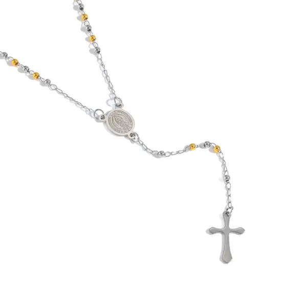 Wholesale 304 Stainless Steel Gold Plated Vacuum Electroplating (In Furnace) Gold Steel Color Cross Heart Shape Religious Simple Style Women's Necklace