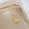 Wholesale Golden Plated 304 Stainless Steel Electroplating Zircon Animal Cute Pendant Necklace For Women's