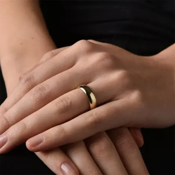 Wholesale PVD Coated 14K Gold Real Gold Plated Geometric Stainless Steel Simple Style Waterproof Non Tarnish Rings