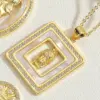 Wholesale Vintage Style Simple Style Human Copper Plating Inlay Shell Zircon 14k Gold Plated Pendant Necklace