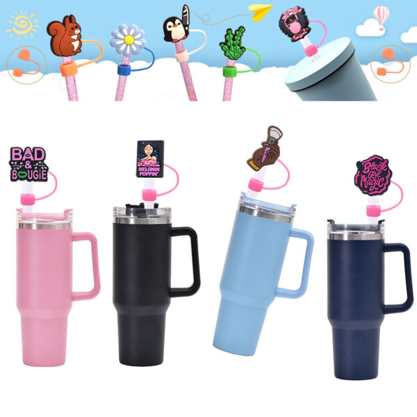 Wholesale Random 100pcs 10mm Black Pink Girl Dust Plug Straw Cup Straw Accessories