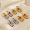Wholesale 304 Stainless Steel Oval PVD Coated 18K Gold Plated Simple Style Waterproof Non Tarnish Gold Steel Color Drop Earrings