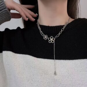 Simple flower necklace-x1548