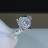 Wholesale Retro Super Flashing Hearts Arrows Zircon Carat Imitation Moissan Diamond Copper Ring