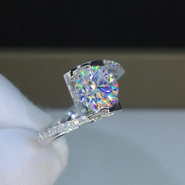 Wholesale Retro Super Flashing Hearts Arrows Zircon Carat Imitation Moissan Diamond Copper Ring