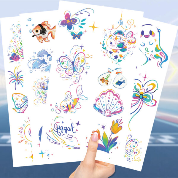 Wholesale Cross-Border New Cartoon Ins Colorfulful Line Tattoo Stickers Waterproof Party Party Gifts Funny Fun Stickers
